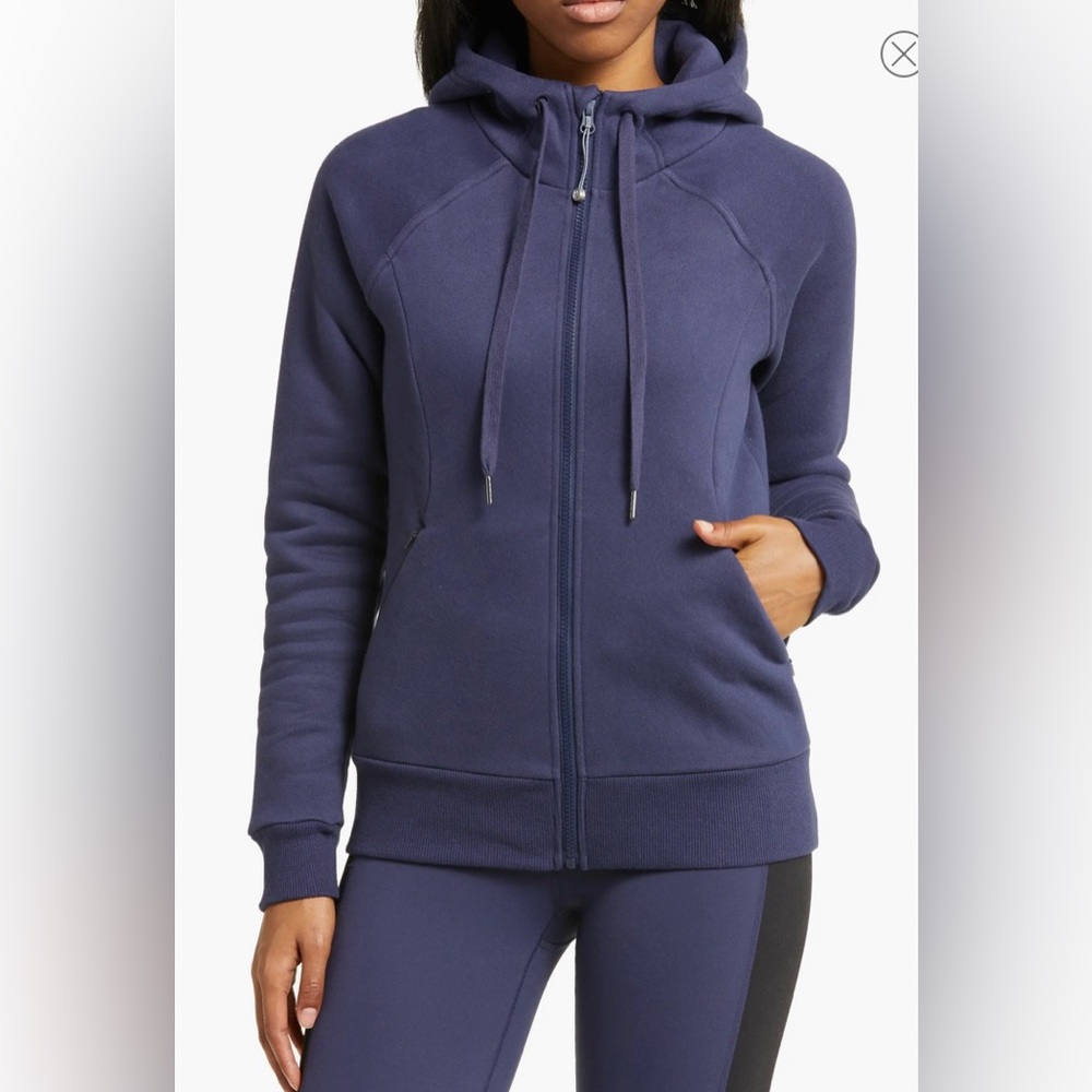 ZELLA Cara Curve Zip-Up Hoodie: Cozy Fleece, Navy Nightfall (S 4-6)